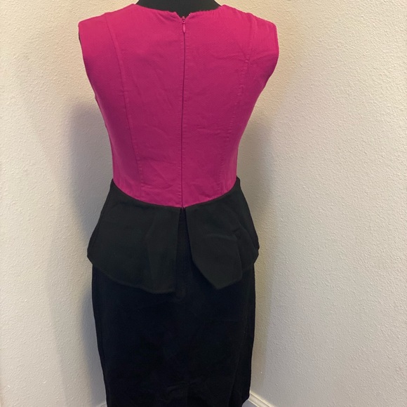 Carolina Herrera 100% Wool Sheath Dress Stretch Two Tone Peplum Sleeveless 6 - Picture 3 of 8